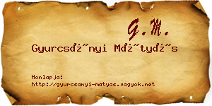 Gyurcsányi Mátyás névjegykártya